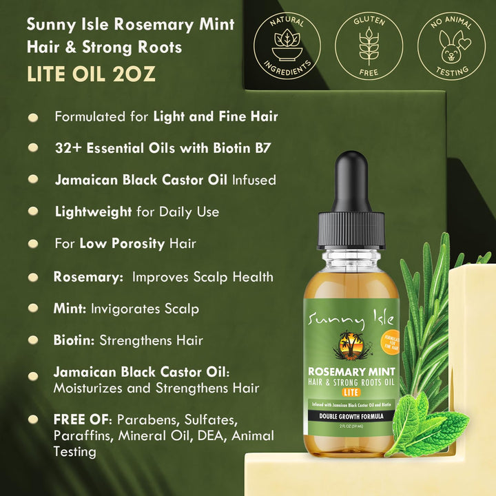 Sunny Isle Rosemary Mint Hair and Strong Roots Oil Lite 59ml